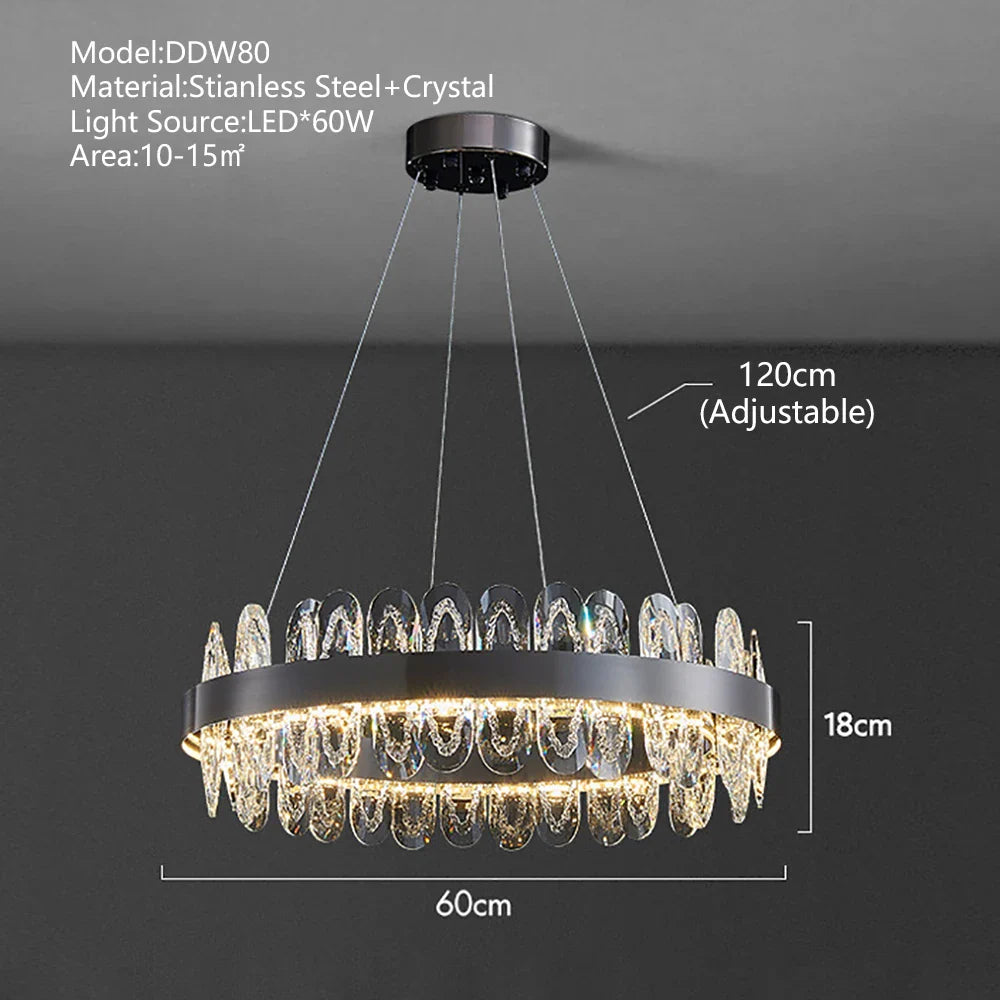 Afralia™ Modern Crystal Chandelier: Long Gold LED Luxury Suspension Lamps