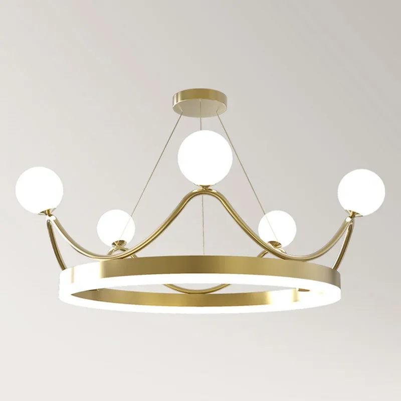 Afralia™ Crown LED Chandelier: Elegant Ring Lustre Pendant Light for Kids Room