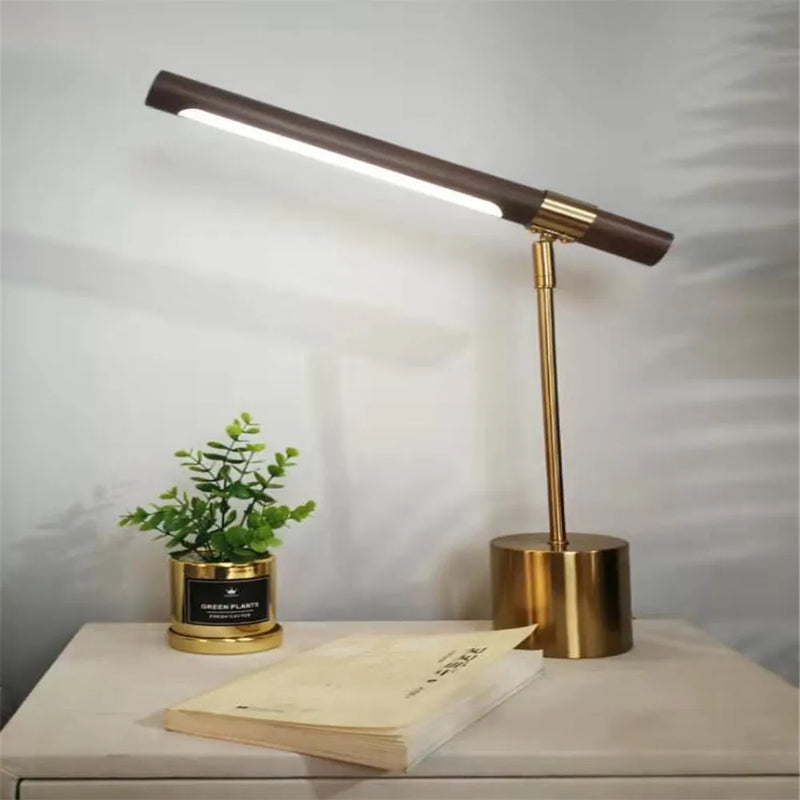 Afralia™ Wood Grain LED Desk Lamp - Modern Hotel Art Decoration Table Lamp