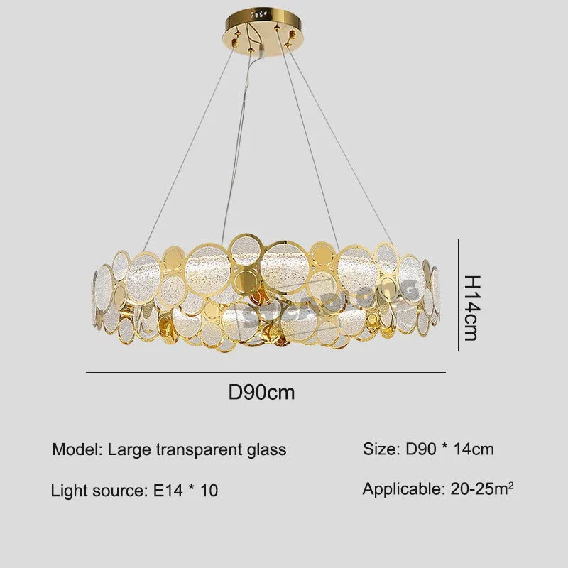 Afralia™ Stainless Steel Glass Ceiling Chandeliers LED Round Pendant Lamps for Dining Living Room