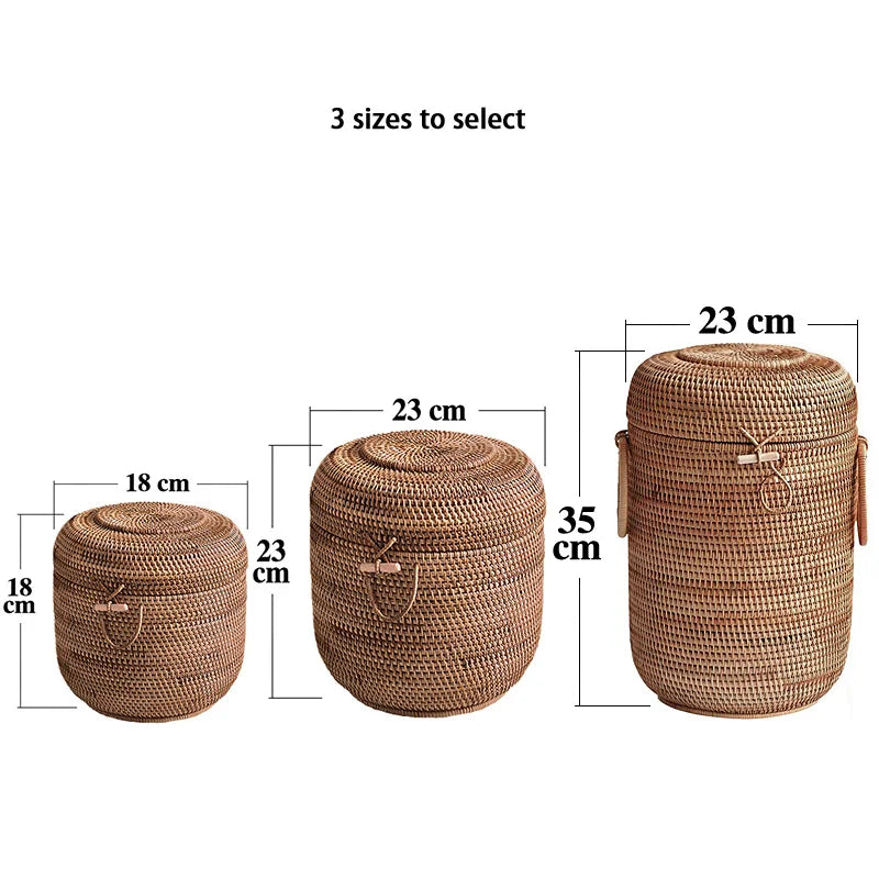 Afralia™ Rattan Tea Storage Box Puer Green Tea Caddy Snack Canister Kongfu Teaset