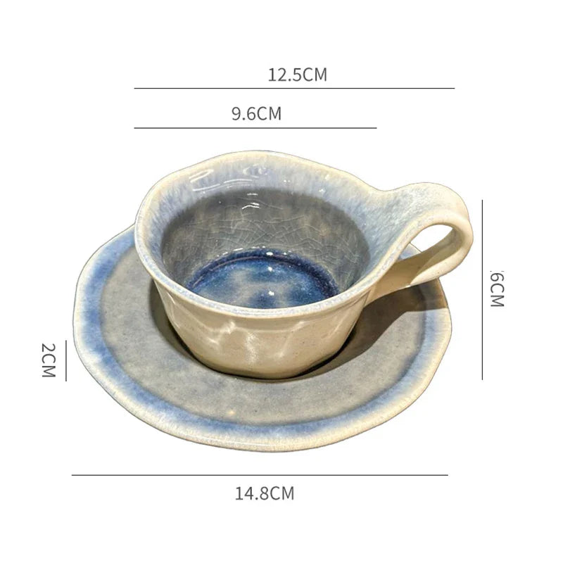 Afralia™ Kiln Porcelain Cup & Saucer: Creative Retro Coffee Mug Set