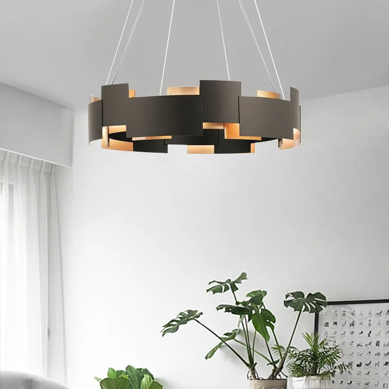 Afralia™ Black Scandinavian Style Ceiling Chandelier LED Lustres for Living Room Bedroom