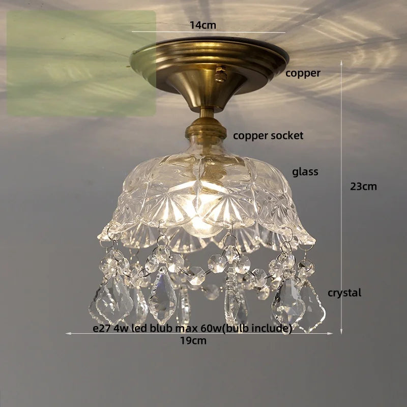 Afralia™ Glass Grid LED Ceiling Lamp: Luxury Crystal Nordic Copper Ceiling Lights