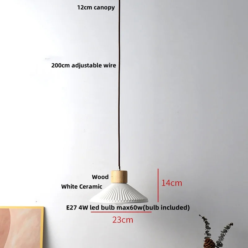Afralia™ Wood & Ceramic Pendant Lights for Kitchen Dining Room Decor