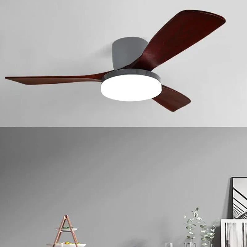Afralia™ Wood Ceiling Fans 52" DC 35W LED Remote Control Living Bedroom Light Fans