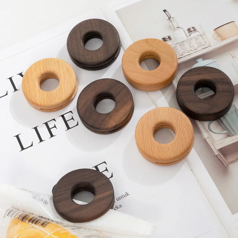 Afralia™ Black Walnut Donuts Bag Clip: Wooden Sealing Clips for Stylish Kitchen Organization