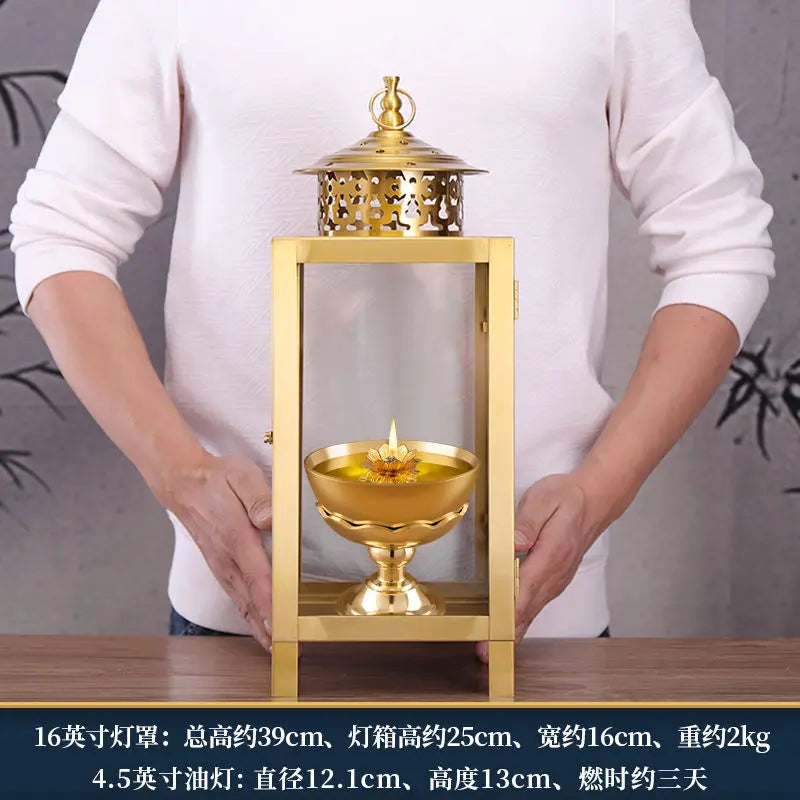 Afralia™ Copper Oil Lamp for Worship with Windproof Design and Pure Ghee