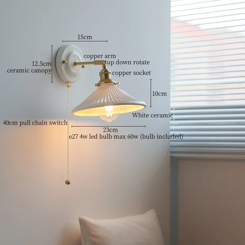 Afralia™ Ceramic LED Wall Lamp Bedroom Kitchen Bathroom Mirror Bedside Stair Light