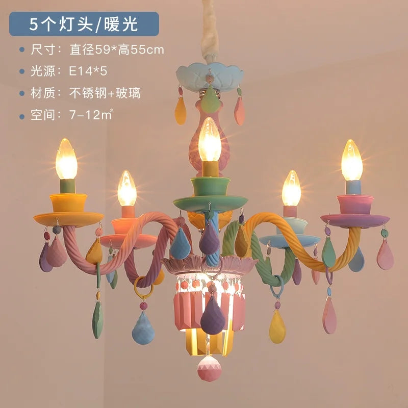 Afralia™ Crystal Chandelier Girl Baby Bedroom Lamp Nordic Princess Room Lighting
