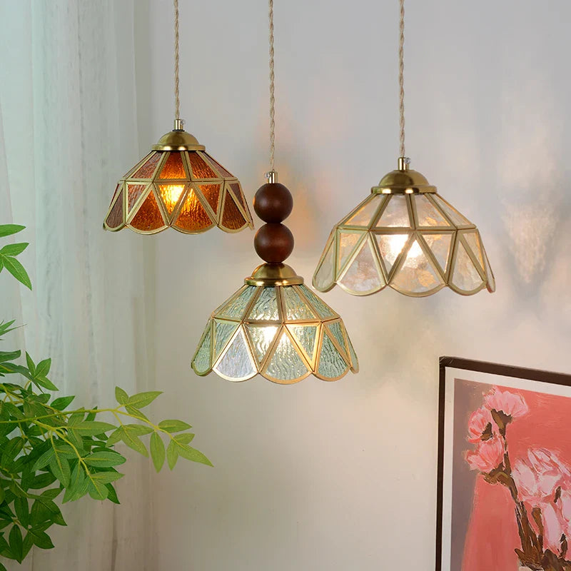 Afralia™ Blue Glass LED Pendant Light: Modern Nordic Tiffany Hanging Lamp for Bedroom & Dining Room
