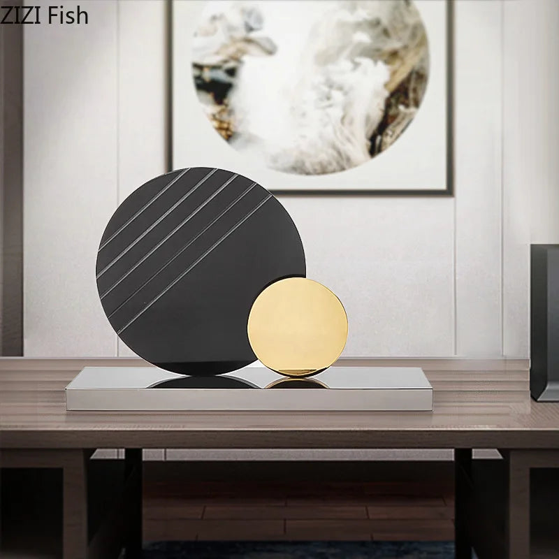 Geometric Circular Ring Desk Decoration by Afralia™