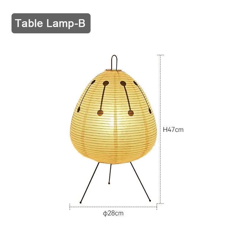 Afralia™ Tripod Rice Paper Table Lamp | Akari Noguchi Lantern Style LED Night Light