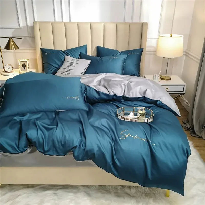 Afralia™ Egyptian Cotton Bedding Set with Sheet Pillowcase Blanket Cover - Queen King Size