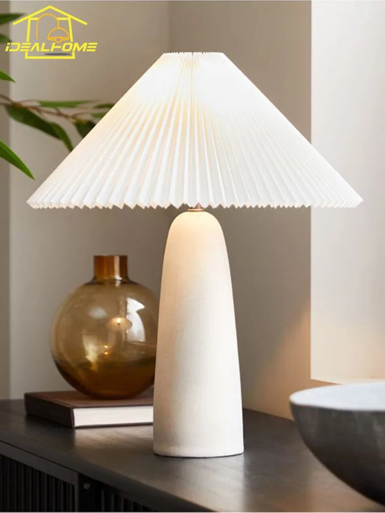 Afralia™ Pleated Ceramic Table Lamp LED E27 Nordic Design Minimalist Modern Light