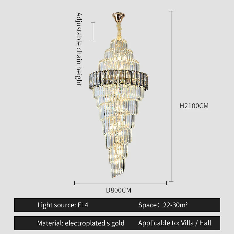 Afralia™ Crystal Spiral Chandelier for Luxury Spaces