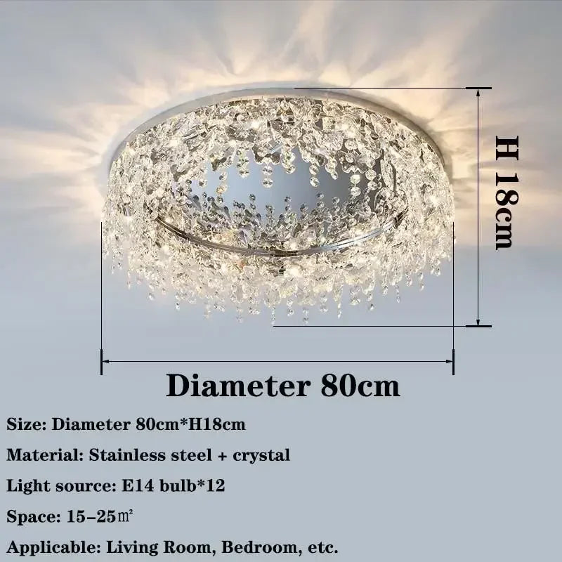 Afralia™ Crystal LED Ceiling Chandelier for Living, Bedroom, Kitchen, Dining Room
