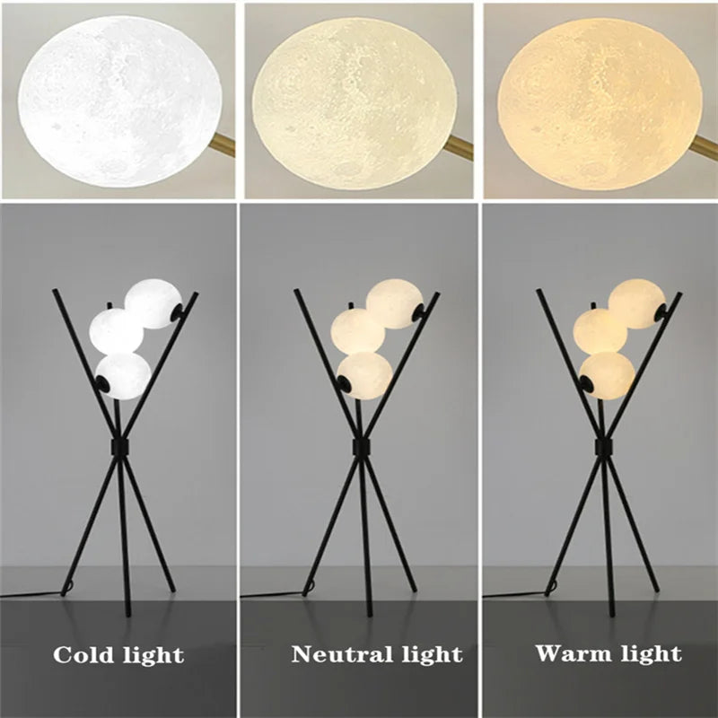 Afralia™  Moon Floor Lamp LED Living Room Study Bedroom Tripod Wall Light