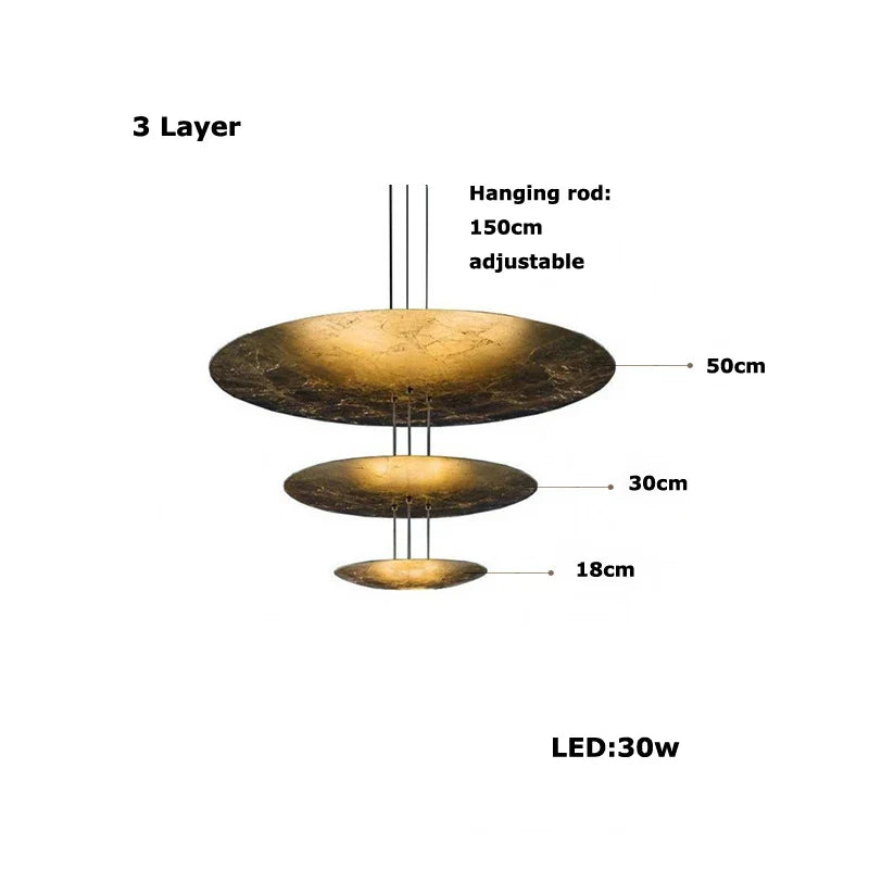 Afralia™ Gold Foil Pendant LED Chandelier, Modern Italian Design for Villas