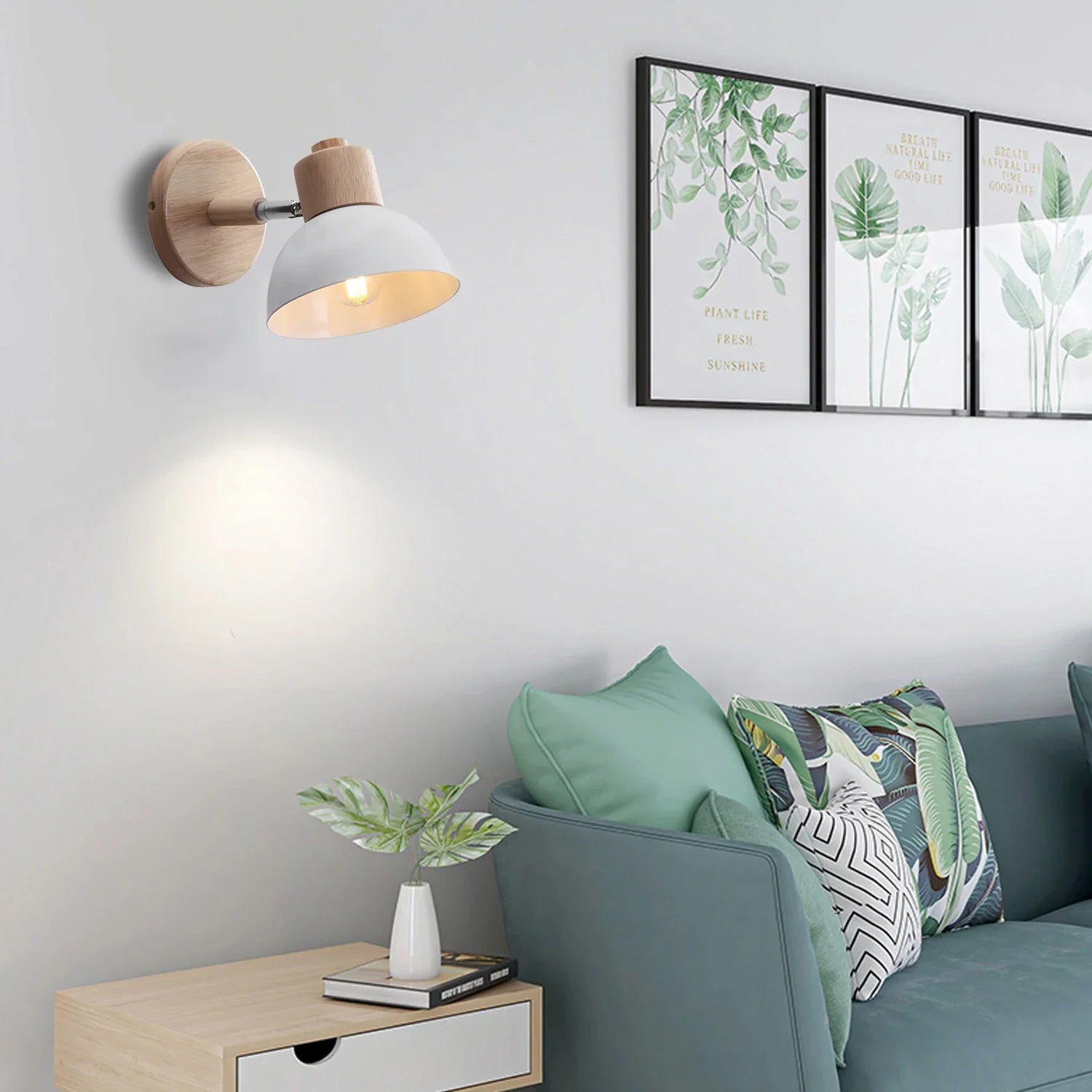 Afralia™ Wooden Wall Light Bedside Lamp Shade Modern Nordic E27 LED Sconce Living Room Lighting