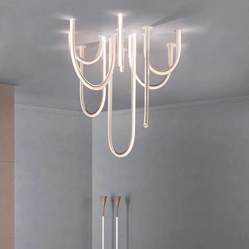 Afralia™ LED U Shape Chandelier Pendant Lamp Dimmable Ceiling Light