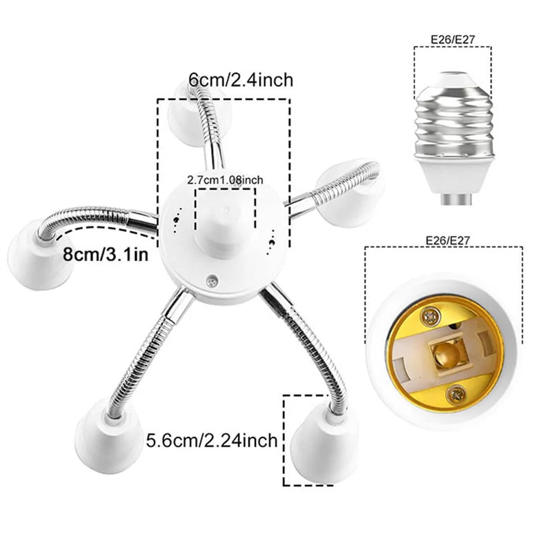 Afralia™ 6-in-1 E26 E27 Light Splitter Socket Adapter for LED Bulbs