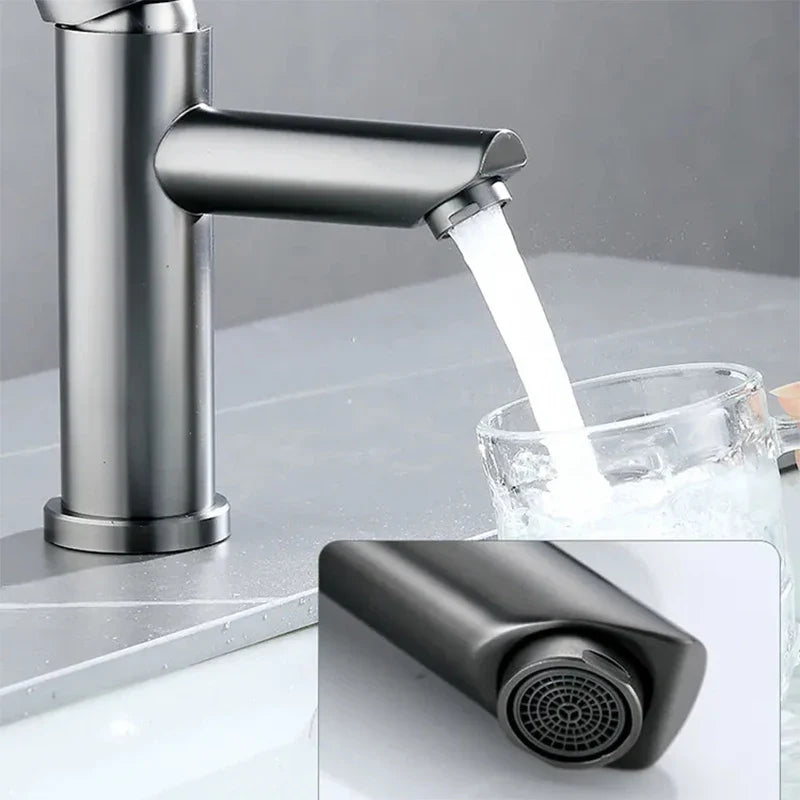 Afralia™ Stainless Steel Bathroom Sink Faucet Hot Cold Water Tap Mixer Set