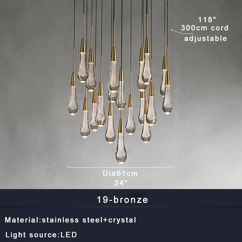 Afralia™ Crystal Water-drop Ceiling Chandelier: Elegant Dining Table Lighting Fixture