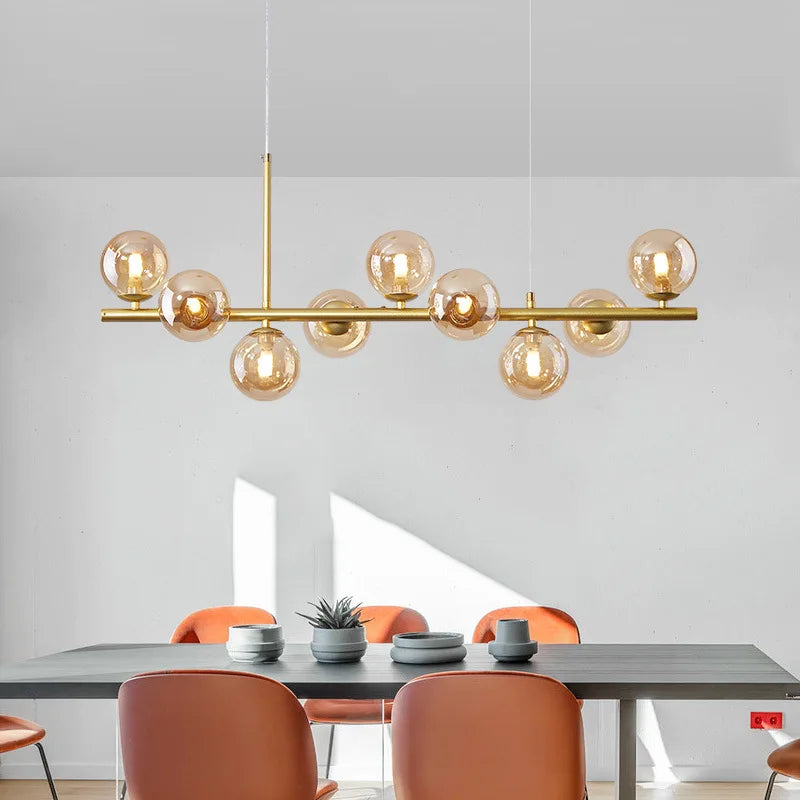 Afralia™ Glass Nordic Chandelier LED Ceiling Light for Modern Living Room and Dining Table