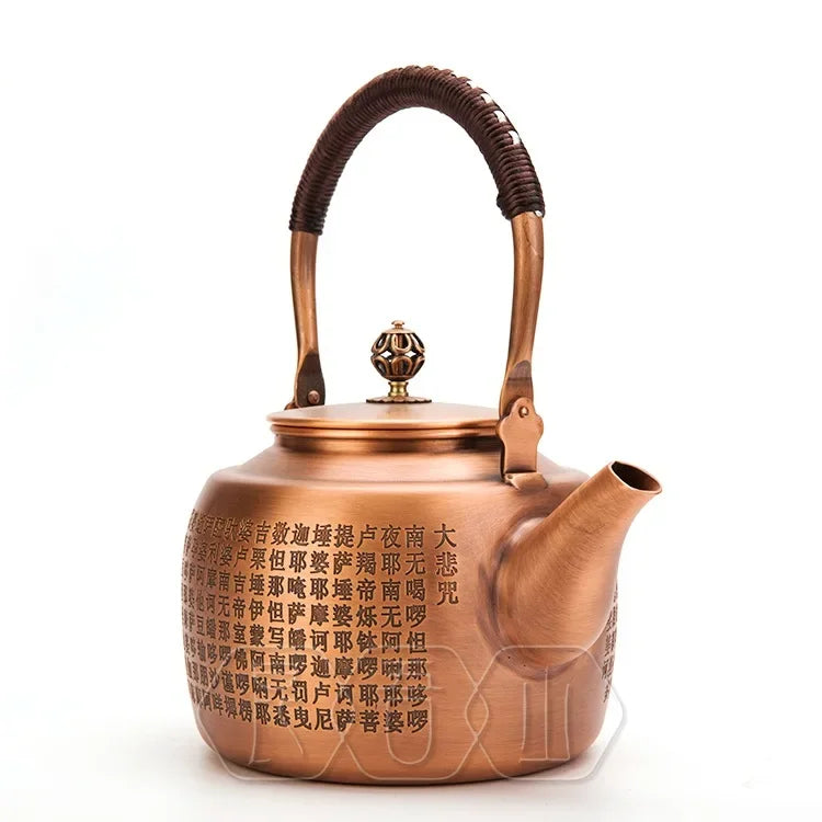 Afralia™ Vintage Copper Teapot 2L Gas Stove Charcoal Boiler Tea Set