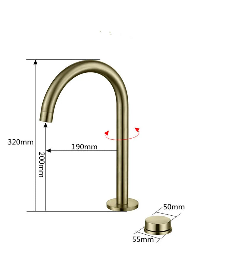Afralia™ Brushed Gold Basin Faucet: Widespread Chrome Sink Tap with 360 Rotation