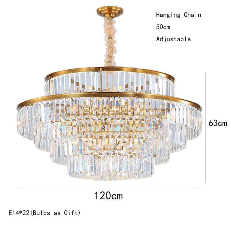 Afralia™ Nordic Gold Crystal LED Chandelier for Dining Living Room Kitchen Home Decor