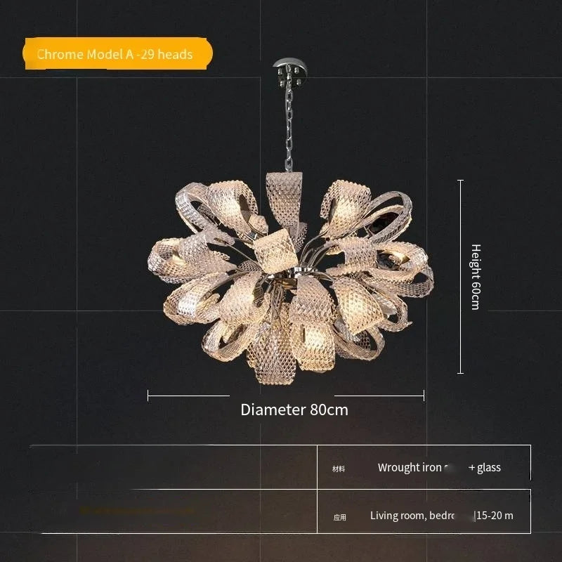 Afralia™ Luxury Villa Crystal Glass Chandelier - Designer French Art Light for Living Room