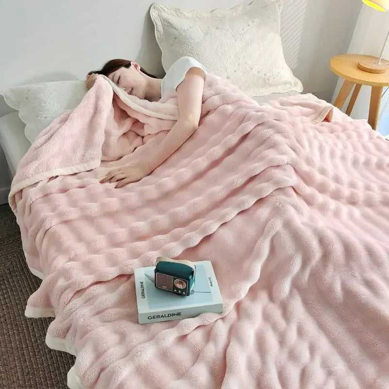 Afralia™ Bubble Velvet Blanket: Soft Cozy Flannel Sofa Cover, Single/Double, Office Nap & Air Conditioning