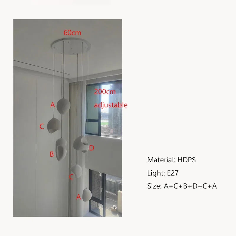 Afralia™ Handmade Wabi Sabi Duplex Villa Stairs Pendant Lights - Nordic Design Chandelier