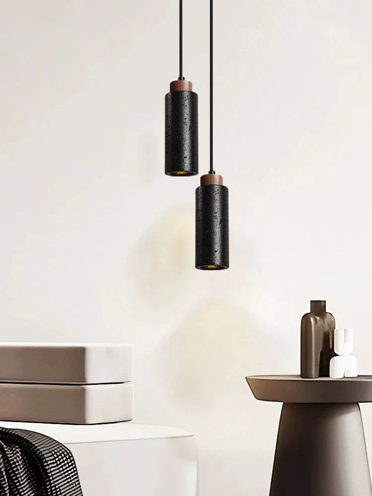 Afralia™ Black Stone Bedside Chandelier, Modern Nordic Design, E27 LED Pendant Lamp