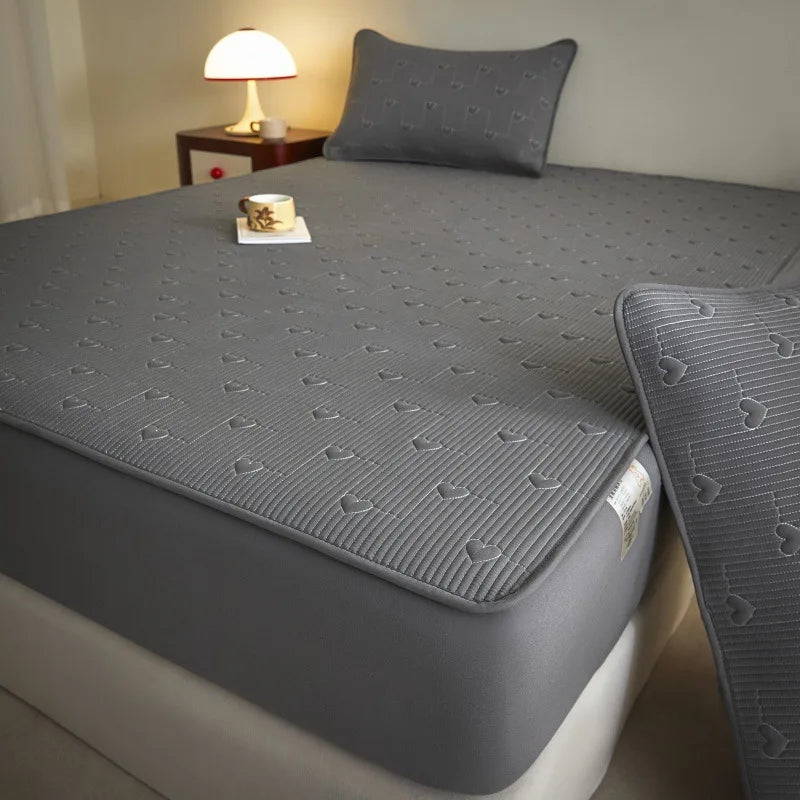 Afralia™ Love Pattern Cotton Fitted Sheet Single - Anti-Slip, Dustproof & Luxury