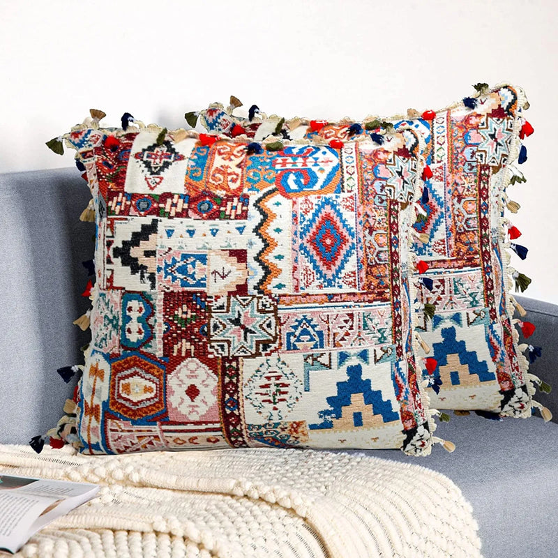 Afralia™ Ethnic Boho Throw Pillow Covers for Couch - Bohemian Farmhouse Decor