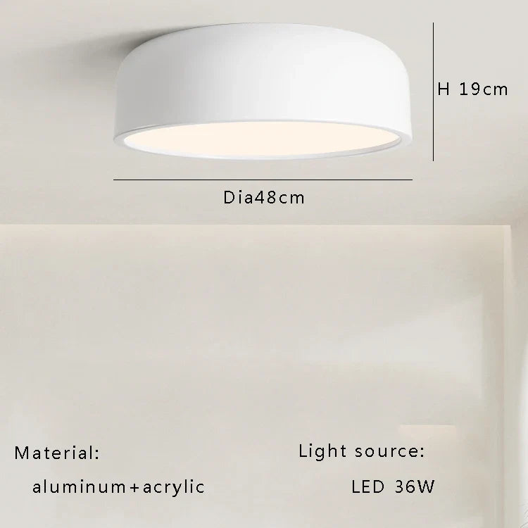 Afralia™ Italian Minimalist Round LED Ceiling Lamp Black White Bedroom Light