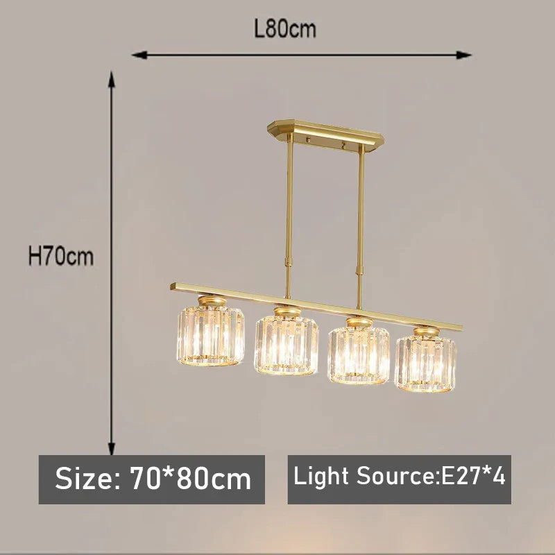 Afralia™ Nordic Modern Crystal Chandelier Three-Head Hanging Light for Living Room