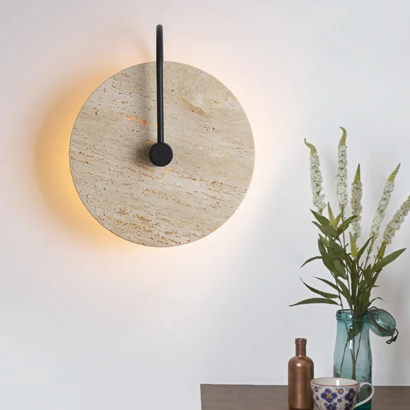 Afralia™ Natural Stone Round Wall Lamp | Bedroom Decor LED Sconce | Interior Home Lighting