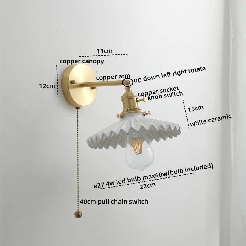 Afralia™ Glass Copper LED Wall Lights Modern Style for Indoor Bedroom Living Room