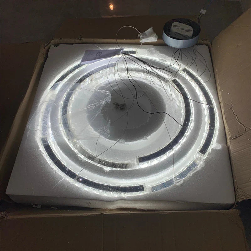 Afralia™ Crystal Ceiling Chandelier, Stainless Steel Mirror Led Indoor Lighting