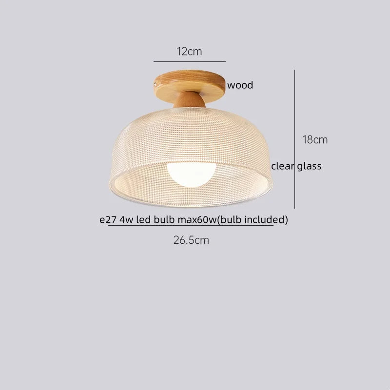 Afralia™ Wood Glass LED Ceiling Lamp Modern Kitchen Living Room Light Fixture