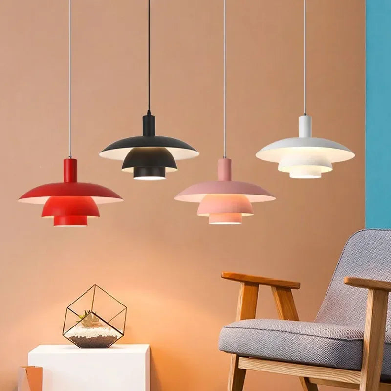 Afralia™ Metal Umbrellas LED Pendant Light: Modern Gradient Colourful UFO Design