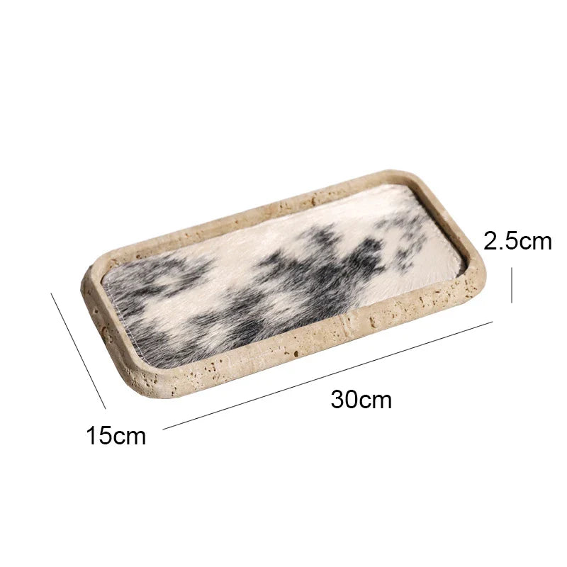 Travertine Horsehair Tray by Afralia™: Elegant and Versatile for Serving, Displaying, and Organizing