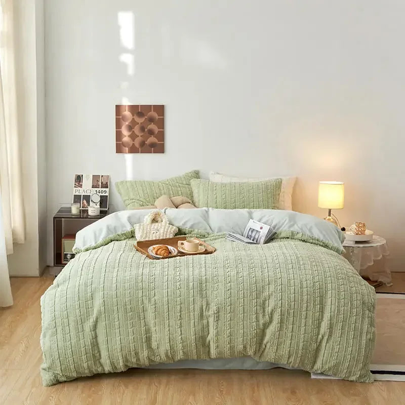 Afralia™ Cozy Rabbit Velvet Queen Bedding Set for Autumn/Winter