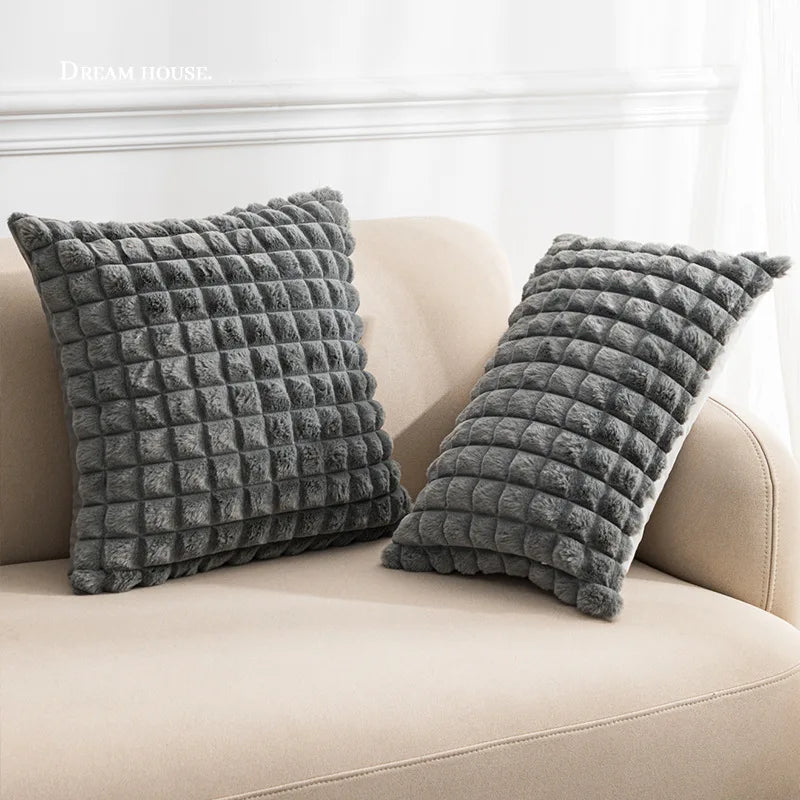 Afralia™ Plush Cushion Cover Nordic Style Home Sofa Pillow Case 45x45/30x50cm