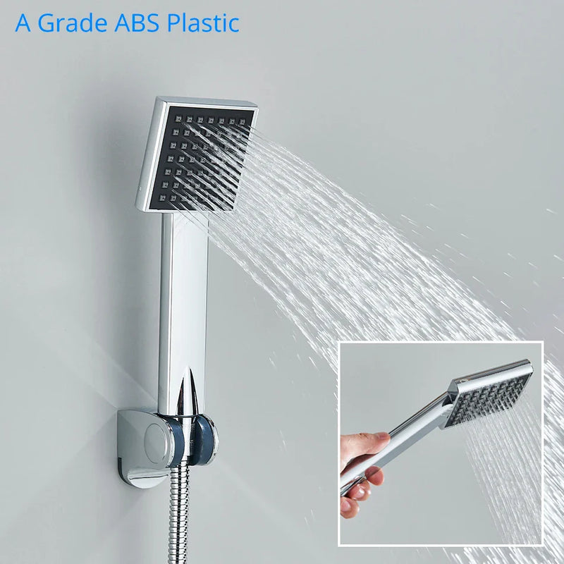 Afralia™ Thermostatic Shower Set Black/Chrome Brass Mixer Valve Wall Mounted Bathroom Accessories