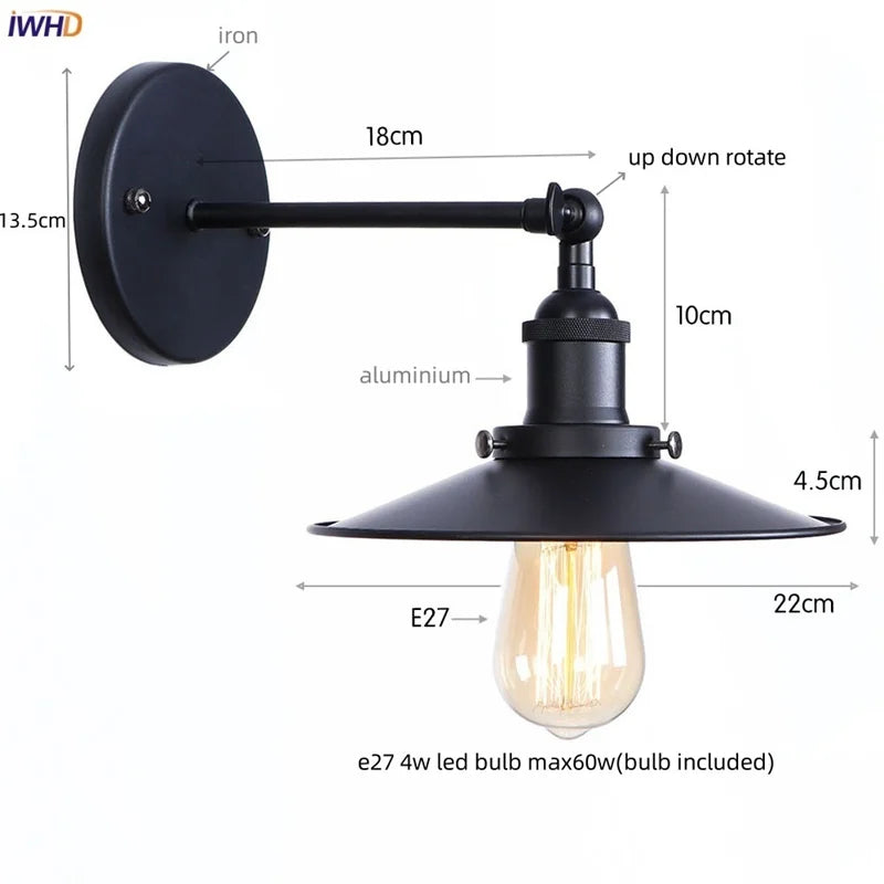 Afralia™ Vintage Plug In LED Wall Light Industrial Lamp Home Hotel Bathroom Mirror
